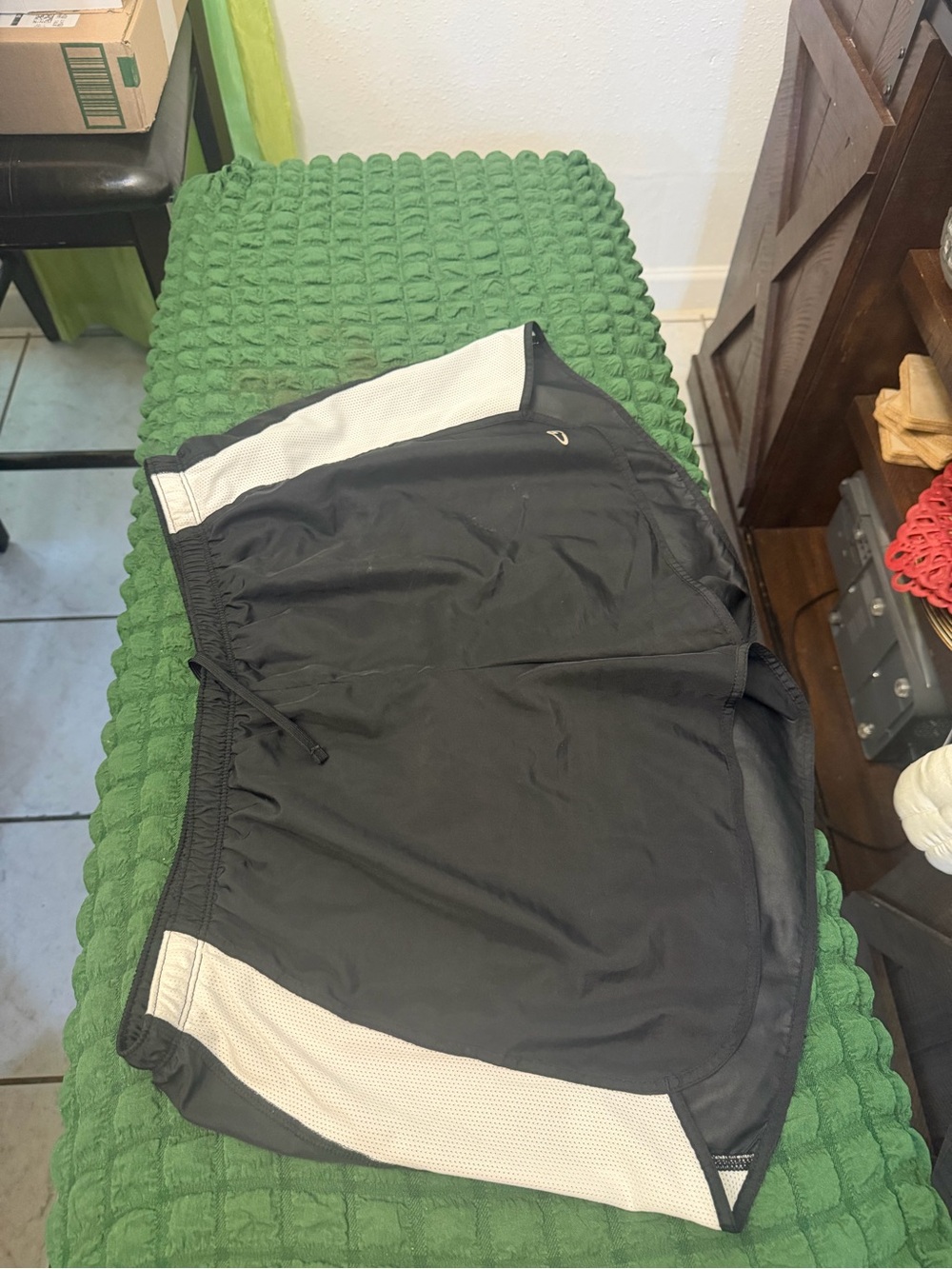 Champion Black Athletic Shorts with White Mesh Panels